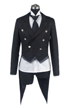 Fantasia de mordomo preto kuroshitsuji sebastian, uniforme preto, smoking, traje cosplay para dia das bruxas, fantasia para festa masculina 2024 - compre barato