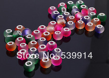 11*15MM Mixed Colorful Glass Silver Plated Cord Big Hole Loose Beads Fit Glass Beads Jewelry Bracelet 50pcs/lot 2024 - buy cheap