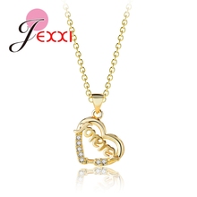24k Gold Color Women Lovely Heart Shape Pendant Necklace with Crystals Bridal Wedding Anniversary -Silver Jewelry 2024 - buy cheap