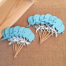 Hot selling 12pcs/set Double Sided Baby Shower Elephant Cupcake Toppers Boy 1st Birthday Party Decorations Supplies 2024 - buy cheap