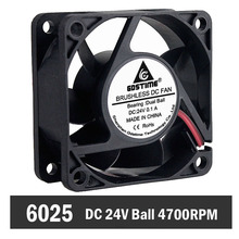 10pcs Gdstime  silent fan 24v dc 60mm 60X60X25 mm Ball Bearing 24V 0.1A  pc cpu case cooling fan 6025 cooling cooler fan 2024 - buy cheap