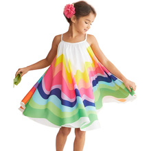 Vestido de arcoíris para niñas pequeñas, ropa de princesa para fiesta de cumpleaños, de flores, sin mangas, de verano 2024 - compra barato