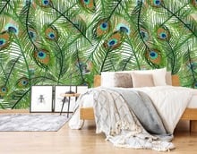 3D Photo Mural Peacock feather Wall Removable Wall Papers Kid's Self-adhesive Vinyl Wall Sticker Art Home Decor Mural 2024 - buy cheap