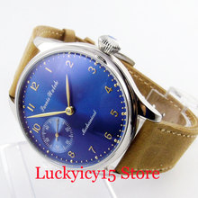 Parnis relógio masculino, relógio masculino de luxo azul royal com pulseira de 6497 movimentos 2024 - compre barato