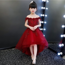 KICCOLY-vestido de encaje rojo de Chica Elegante, sin hombros, Vestido de primera comunión, vestido Formal de boda para bebé y niña, 2018 2024 - compra barato