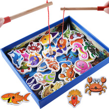 Детские игрушки 32 шт. Магнитная рыболовная развивающая рыболовная игра деревянные игрушки Детские подарки на день рождения 2024 - купить недорого
