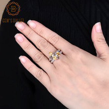 Женское кольцо из серебра 925 пробы, с разноцветным натуральным Цитрином 2024 - купить недорого