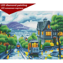 Luz de led redonda completa broca 5d diy pintura diamante 40x50cm 2024 - compre barato