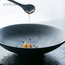 ANTOWALL матовая керамическая посуда, грубая миска для лапши, супа, чаша для рамен, большая черная чаша для отеля, китайского ресторана 2024 - купить недорого
