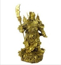Cheap pure brass copper statue of Guan Gong Wu Sheng Guan garden statue home decoration wedding animal Brass head Meshach 25cm 2024 - buy cheap