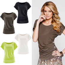 New Women Summer   O-Neck Tops Slim Short-sleeved T-shirt  Casual  Tees Black L 2024 - buy cheap