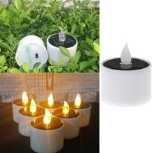 New High quality Solar Powered LED Candle Light Yellow Flicker Tea Lamp Festival Wedding Romantic Decor Whosale&Dropship 2024 - buy cheap