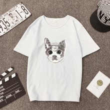 Женские футболки с принтом кота, Топы Harajuku Kawaii, уличная одежда, Camisas Mujer Camiseta Feminina, лето 2019 2024 - купить недорого