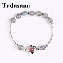 Pulsera de la amistad de seis estrellas para mujer, pulsera de piedras naturales, piedra lunar, venta al por mayor 2024 - compra barato