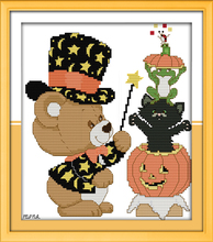 Маленький медведь крест на Хэллоуин набор стежков 14ct 11ct печать холсты стежков Вышивка Сделай Сам Рукоделие плюс 2024 - купить недорого