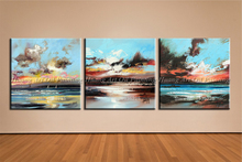 Pintura al óleo de Seacape de Amanecer abstracto moderno pintada a mano, pintura de paisaje marino decorativa sobre lienzo para decoración de pared de habitación 2024 - compra barato
