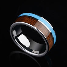 2017 новое поступление винтажные мужские кольца из карбида вольфрама шириной 8 мм с КоА деревянными и синими камнями Размер 7-11 удобная посадка 2024 - купить недорого
