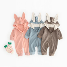 New Born Baby Clothing Cotton Long-sleeved Hooded Rompers Infant Boys Girls Cute Rabbit Ear Jumpsuit Spring-autumn Pajamas Roupa 2024 - buy cheap