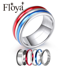 Floya Flag Rings Women Beautiful Stainless Steel Rings Reversible Interchangeable Rings Bague Femme 2024 - buy cheap