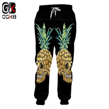 OGKB Fall Winter Casual Sweat Pants Women/men's Funny Print Pineapple Skull 3d Sweatpants Man Slim Fit High Waist Full Trousers 2024 - buy cheap