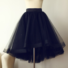 Black Hi Low Tulle Skirt Adult Women Styish Short Girls Tutu Skirt Fashion 5 Layers Tulle Puffy Lolita Midi Skirt Custom Made 2024 - buy cheap