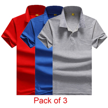 Camisa polo masculina de algodão varsanol, camisas casuais de verão com cor sólida, pacote regular de 3 camisas polo masculinas, tamanhos grandes 2024 - compre barato