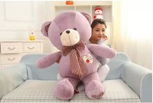 lovely huge purple teddy bear toy plush bow teddy bear heart bear doll gift about 100cm 2024 - buy cheap