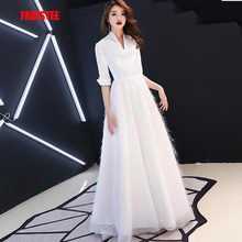 Fadistee 2019 nova chegada elegante vestido de casamento vestido de festa vestido de cetim estilo longo vestidos de festa estilo renda alta pescoço 2024 - compre barato