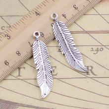 10pcs Charms Feathers Leaf 45x11mm Tibetan Bronze Silver Color Pendants Antique Jewelry Making DIY Handmade Craft 2024 - buy cheap