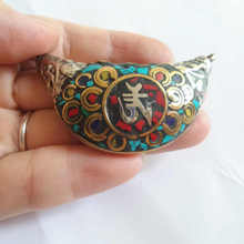 Tibetan OM Amulet Pendants Nepal Naga Conch Shell inlaid colorful Stone TBP735  2024 - buy cheap