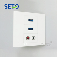 SeTo 86 Type One Port Red & White Audio + Two Port 3.0 USB Panel Wall Plate Socket Keystone Faceplate 2024 - buy cheap