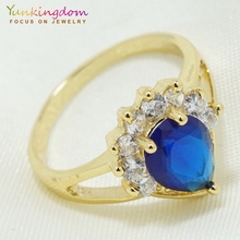 Yunkingdom, venta al por mayor, anillos de cristal de zirconia cúbica azul con forma ovalada para mujer, joyería de fiesta 2024 - compra barato