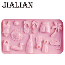 Coconut trees slippers bikini chocolate Party cake decorating tools DIY baking cooking fondant silicone mold T0427 2024 - buy cheap