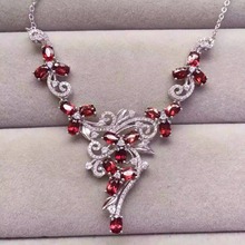 Natural Red garnet stone Necklace Natural Gemstone Pendant Necklace Girls Ladies Luxury personality big wedding fine Jewelry 2024 - buy cheap