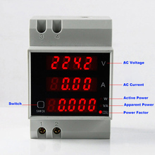 DIN RAIL LED Volt AMP Meter Display Active Power Factor Energy AC 80-300V 0-100.0A Ammeter Voltmeter  D52-2048 2024 - buy cheap