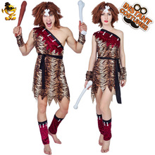 Adult Leopard Savage Caveman Costumes Fancy Dress Halloween Costume Man and Woman 2024 - buy cheap