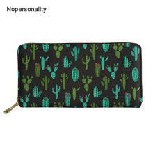 Nopersonality Women Cactus Print Wallets PU Leather Zipper Design Phone Bag Zipper Clutch Card Slots Coin Purse Female Wallets 2024 - buy cheap