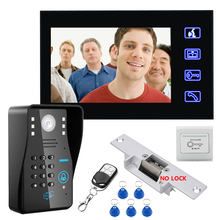 Toque chave 7 "lcd rfid senha vídeo porteiro telefone da porta sistema com não-greve elétrica fechadura da porta ir câmera 1000 tv linha 2024 - compre barato