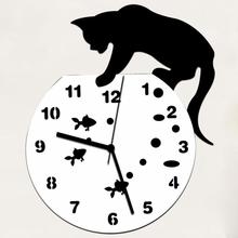 Jy 19-acrylic wall clock with naughty cat design 2024 - compre barato