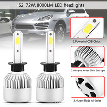 S2 H4 H7 H11 H1 Car LED Headlight Bulbs 72W LED H7 9005 9006 H3 9012 H13 5202 COB Automobile Headlamp 6500K 12V 24V White 2024 - buy cheap