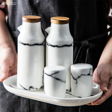 Ceramic Marbling Seasoning Jar Salt And Pepper Oil Bottle Set Porcelain Olive Soy Oil Vinegar Bottles Kitchen Cooking Tools 2024 - buy cheap