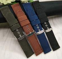 Carlywet-relógio de pulso 16, 18, 20, 22, 24mm, preto, verde, azul, marrom, feito à mão, tecido de nylon, para ômega rolex, tudor, seiko 2024 - compre barato