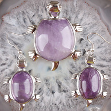 Conjunto de joyería de pendientes colgantes de perla de Gema tortuga Cristal púrpura 2024 - compra barato
