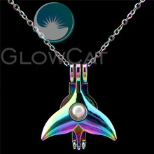 C921 Rainbow Colors Ocean Fin Tail Beads Cage Perfume Diffuser Pearl Cage Locket Necklace Kids Girl Gift 2024 - buy cheap