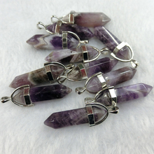 24pcs/lot Bestselling Natural Amethysts Stone Hexagonal Healing Reiki Point Meditation Pendants for Jewelry Making Free Shipping 2024 - buy cheap
