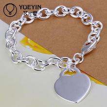 Hot Selling Wholesale Silver Plated Fashion Bracelets Bracelets Jewelry Heart Chain Charm Bracelet 2024 - buy cheap
