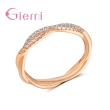 Anillo Simple de estilo estrecho pavimentar Anillo de cristal brillante Anel para mujeres tamaño 5-11 Color oro rosa joyería Abbiversary regalo Anillo 2024 - compra barato