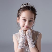 Gloves for Girls Princess Gloves Girls Wedding Dress Glove Costume Accessory Lace Diamond Performance Photography 2024 - buy cheap