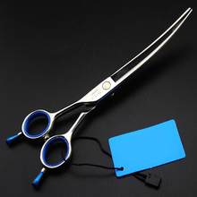 custom logo 7 Inch left hand Cutting Scissors Shears hair Curved scissors Hairdressing Pet Scissors Two-tail Dogs Cats grooming 2024 - buy cheap