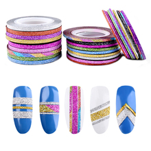 15Pcs Nail Striping Tape Lines Self- Adhesive Nail Art Stickers Decals Rose Gold Glitter Decor DIY ManicureTool Mix1mm/2mm/3mm 2024 - buy cheap
